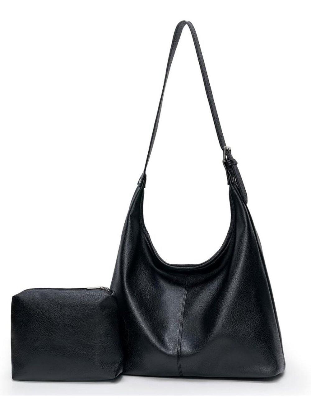 Vegan Leather Slouchy Hobo Bag for Women, Stylish Shoulder Tote with Pouch